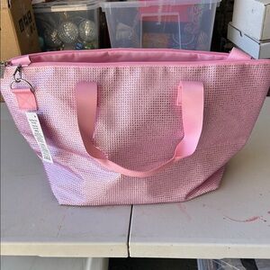 Pink rhinestone tote bag